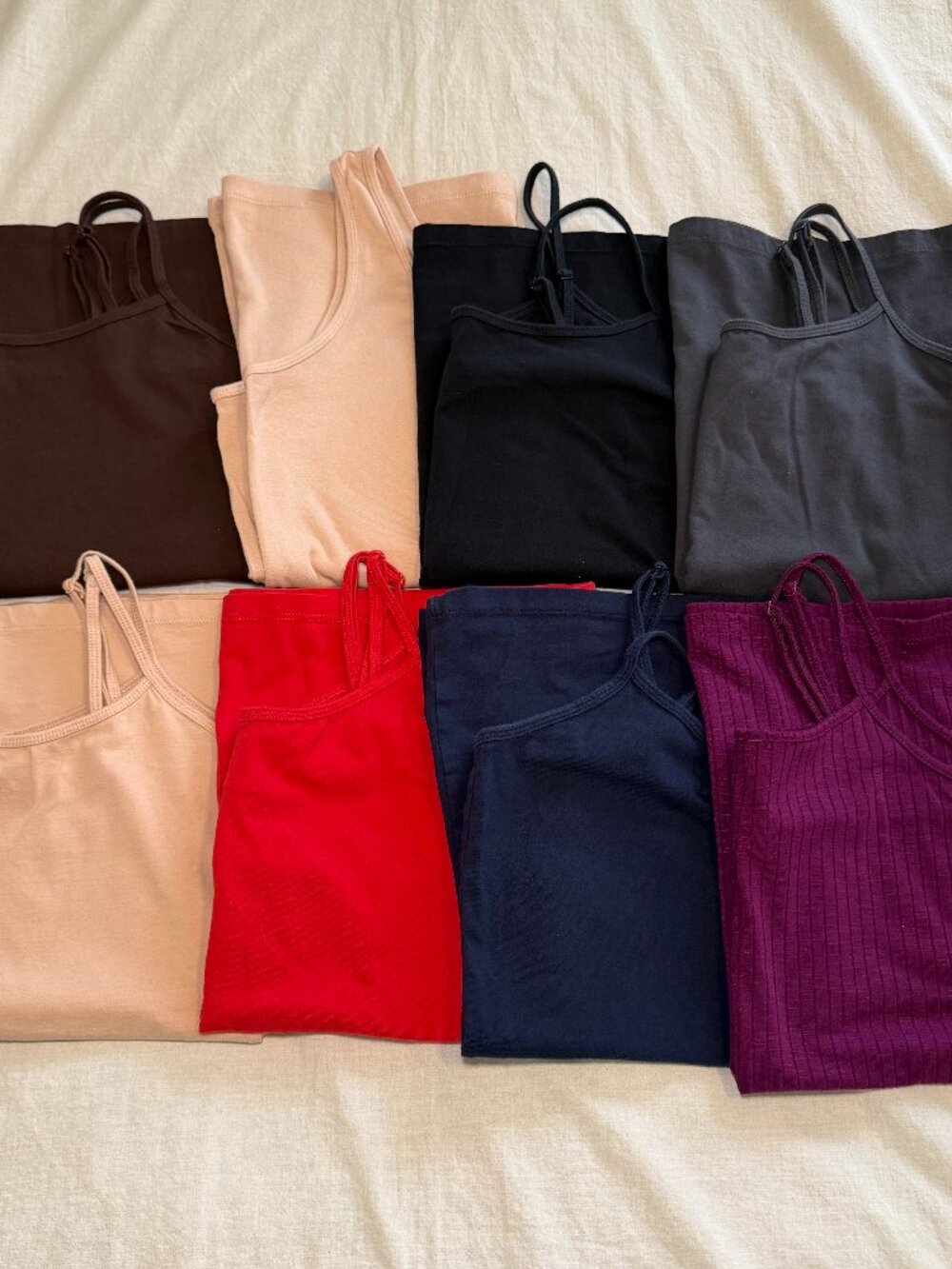 Lot of 8 Layering Camisoles Tank Womens L Sonoma Loft Brown Nude Black Gray Red